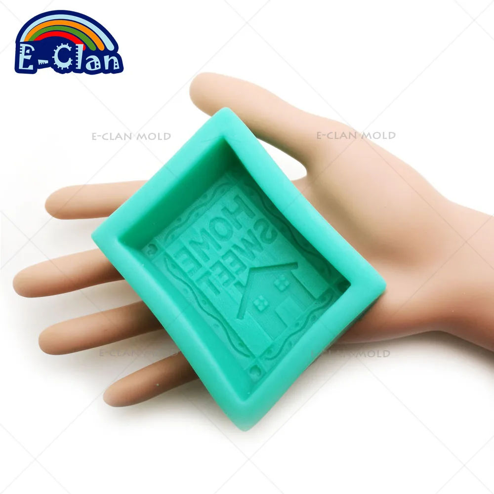 Home Sweet Handmade Soap Silicone Molds For Cake Chocolate Soap Making Mold House Salt Sculpture Kitchen Baking Tools S0248XW