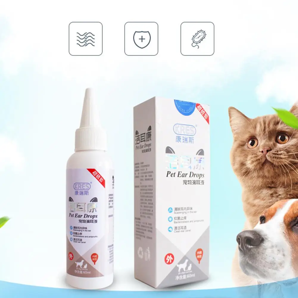 TPFOCUS 60ml Pet Ear Drops Ear Wash Ear Fluid for Cat Dog Ear Smelly