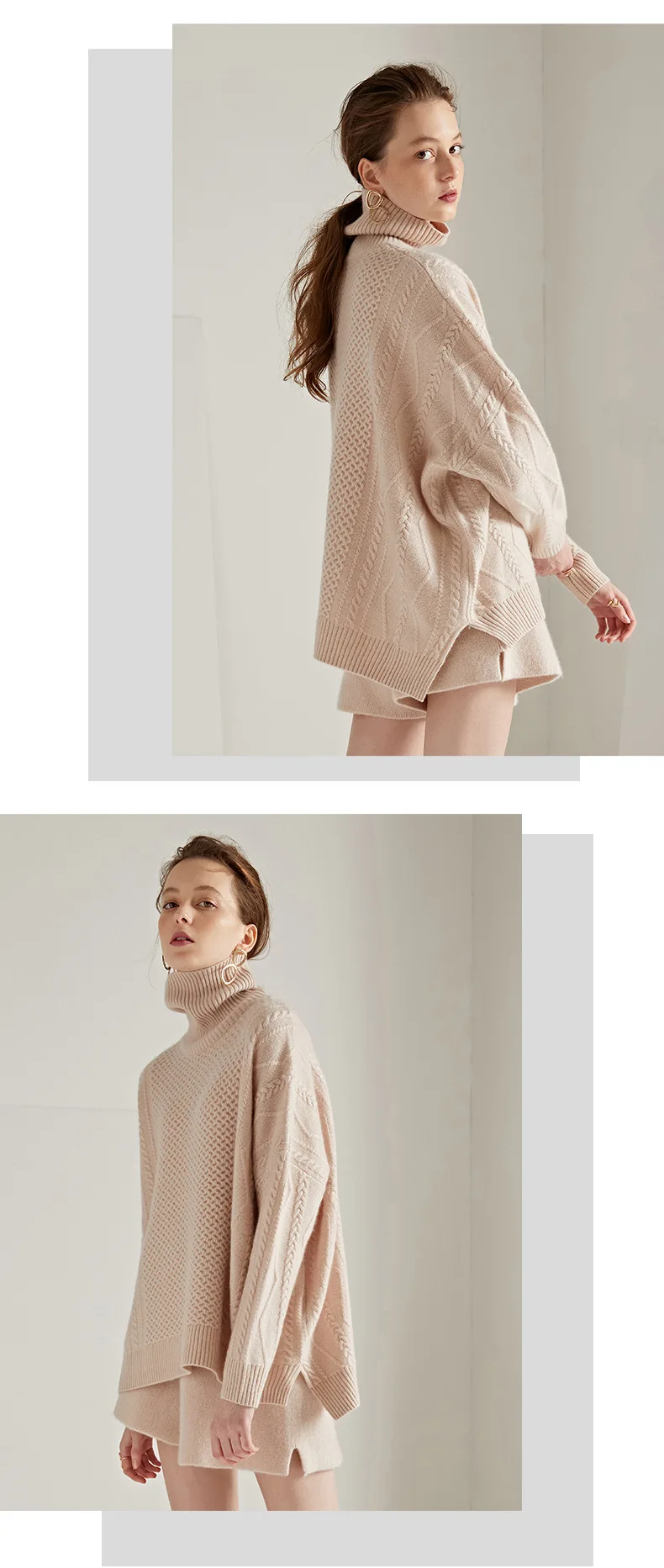 Желтый кашемировый свитер с высоким воротом, mujer, женский корейский стиль, pull fem me,, Осень-зима, Вязанная одежда большого размера