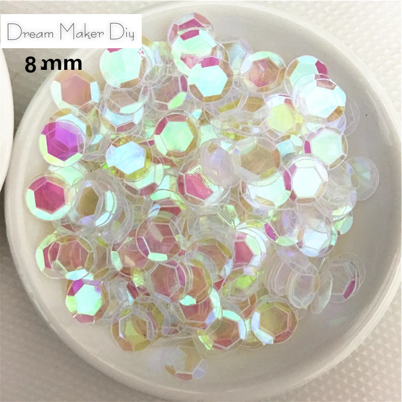 

50g/lot 4/5/6/8mm Transparent AB round No hole sequins for craft for diy wedding embelishment garment sewing accessory DIY