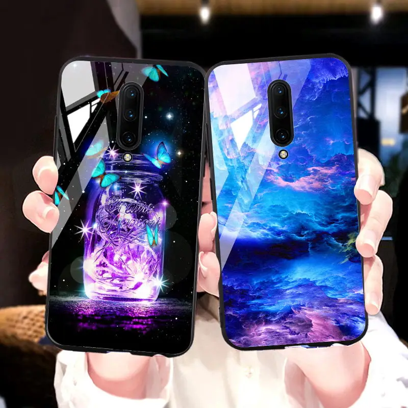 

Tempered Glass Case For Oneplus 7 Pro Case For Oneplus 5 5T 6 6T oneplus 6 T 5 T Colorful Phone Cover Capa Fundas