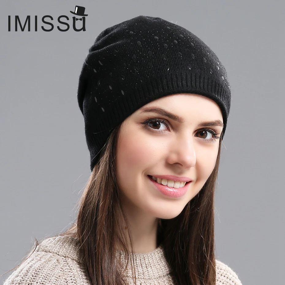 

IMISSU Winter Beanies Hat for Women Wool Knit Casual Cap with Solid Colors Design Fashionable Thickest Warm Hats for Girls