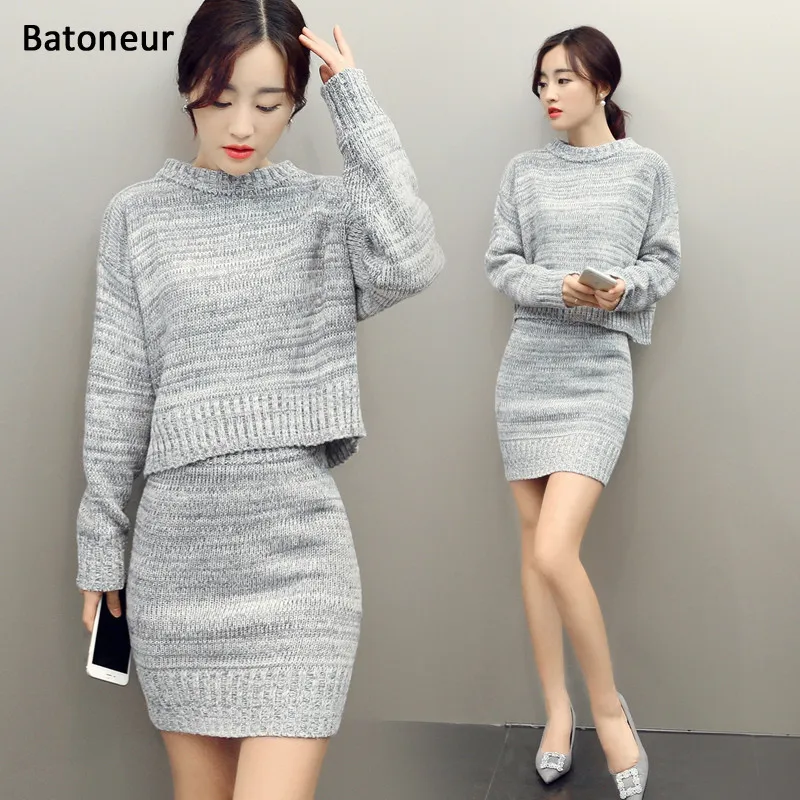 

2017 Women Hoodies Tops And Skirt Set Spring Autumn Sweatshirts+Short Skirts Two Piece Set Knit Suit Twinset Women Clothing