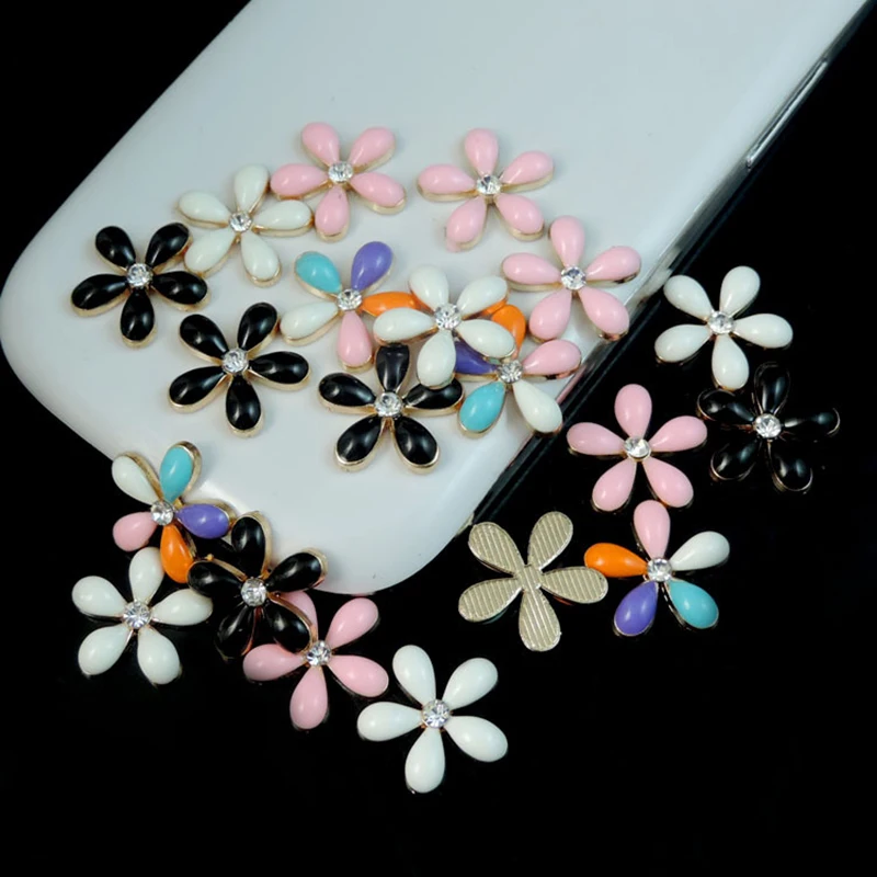 

2015New 100Pcs 18mm Small Flower Alloy Rhinestone Button for DIY Hair Accessories and diy phone case decoration ZJ74