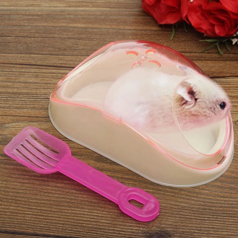

Pet Bath Supplies Hamster Mice Rat Plastic Bathroom Cage Box Toy Toilet with Sand Shovel