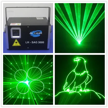 

Free Shipping 3W Green beam and animation laser light with ILDA DMX support for out door show dj disco pub club KTV stage show
