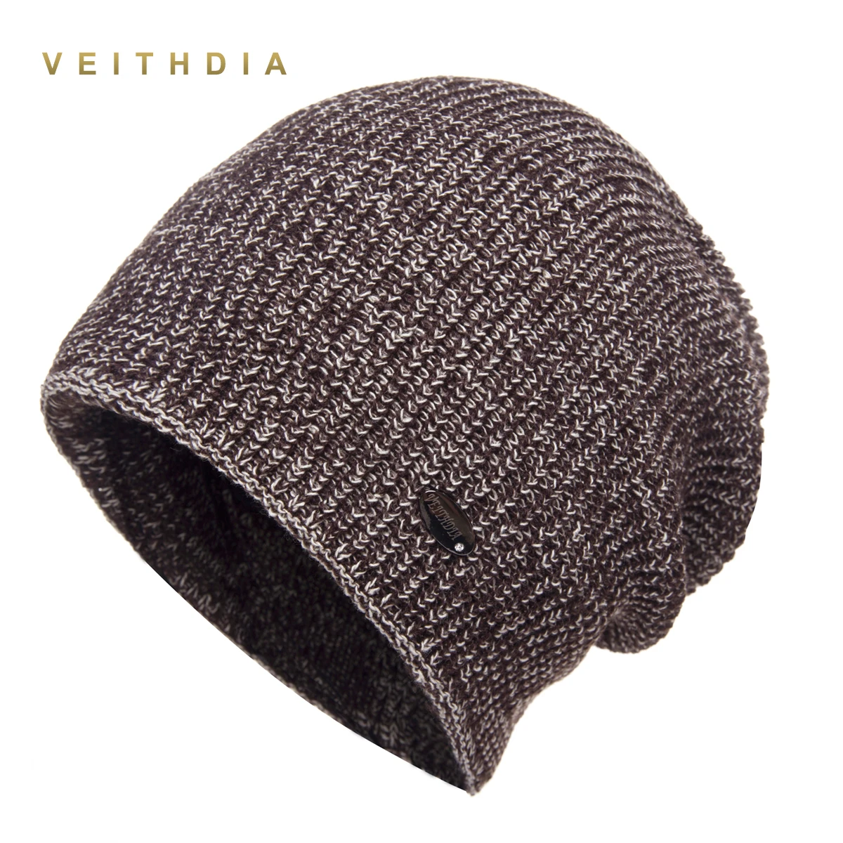 Двухслойные шапки VEITHDIA мужские вязаные облегающие бархатная цветная шапка в