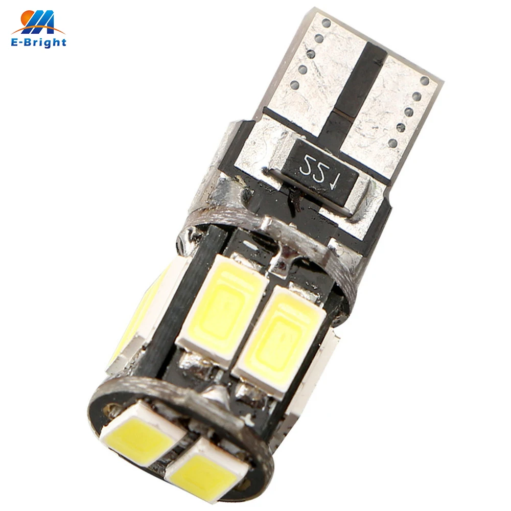 

YM E-Bright Free Shipping!! 10PCS T10 W5W 194 168 5630 10 SMD Can-bus Error Free Interior Lights White 6000K Canbus 300lm