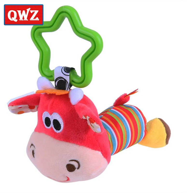 QWZ Kawaii Baby Hand Bell Plush Toys Cute Baby Rattles Toy Hand Bell