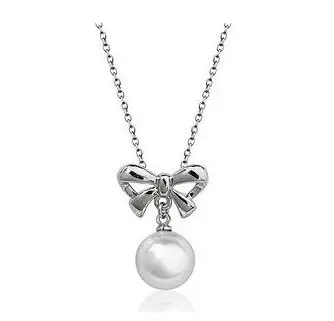 

bow-knot imitation pearl necklace fashion jewelry 2 colors charms women Lovely gift Free Shipping promotion quality hot popular