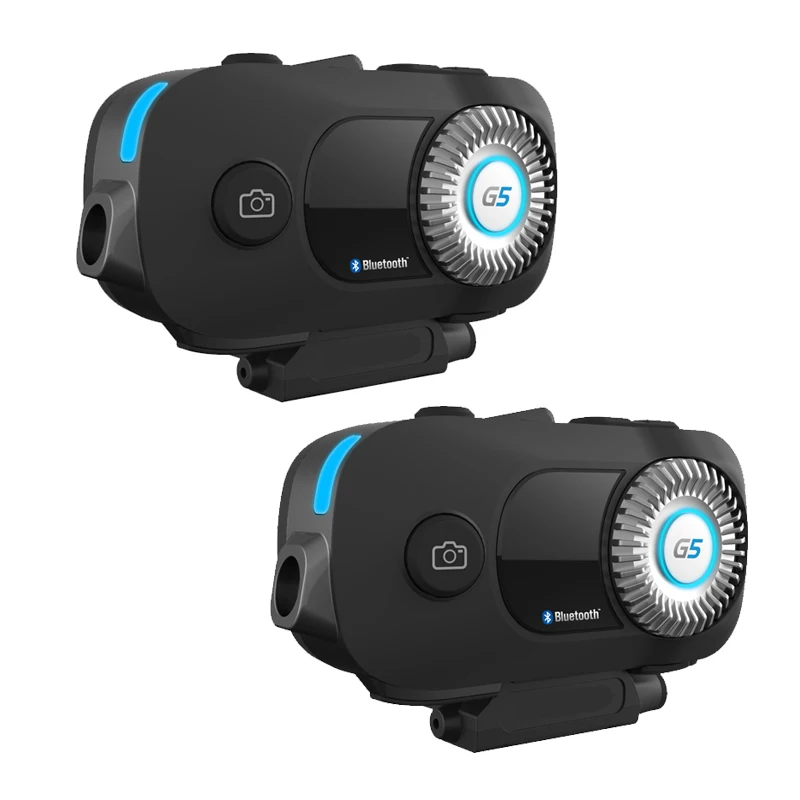 

2 Sets AiRide G5 Motorcycle Intercom 4 riders Helmet Headset Bluetooth Communication Interphone With 1080P Video Recorder Camera