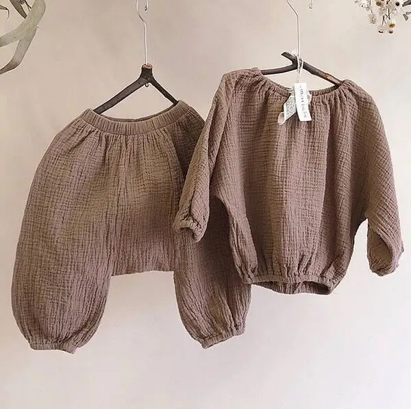 

2018 Autumn Toddler Baby Kids Sets Japan&korean Style Casual Children Linen Sets Fashion Girls Boys Clothings