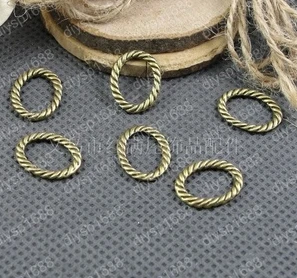 

200pcs/lot Zinc alloy bead Antique Bronze Plated 16*12MM Oval twisted ring Charms Pendants Fit Jewelry Making DIY JJA1874