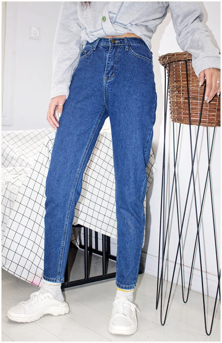 Японский Харадзюку обтягивающие потертые джинсы-шаровары женские с высокой талией женские свободные большие размеры ЛЕТНИЕ Джинсы бойфренда Винтаж мама