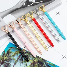 Colorful Big Carat Diamond Crystal Pen Gem Ballpoint Pen Wedding Office Metal Roller Ball Pens School Stationery Gift Ink Black 15 25pcs metal ballpoint pen black ink diamond shaped artificial crystal pen with plastic box