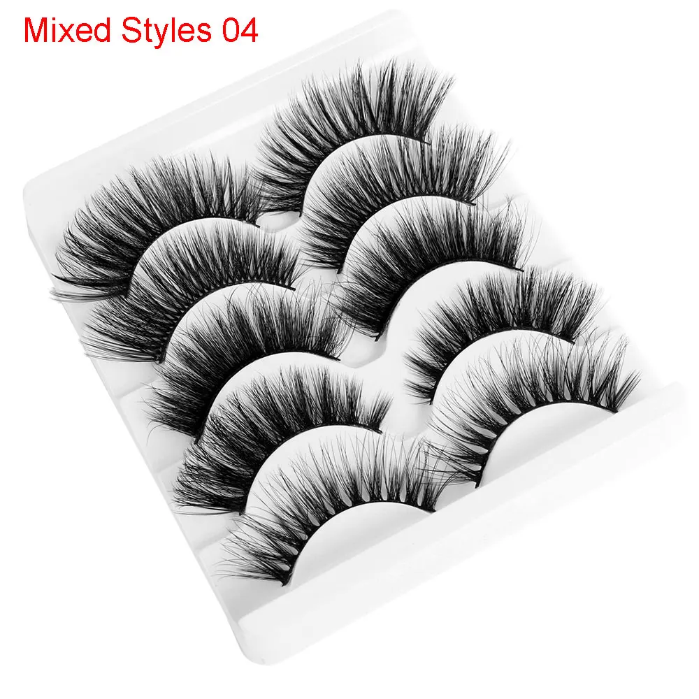5 пар смешанных стилей накладные ресницы 3D норковые волосы Wispy полный объем Natrual Lashes Пернатые расклешенные различные упаковка Lashes H - Цвет: Mixed Styles 04