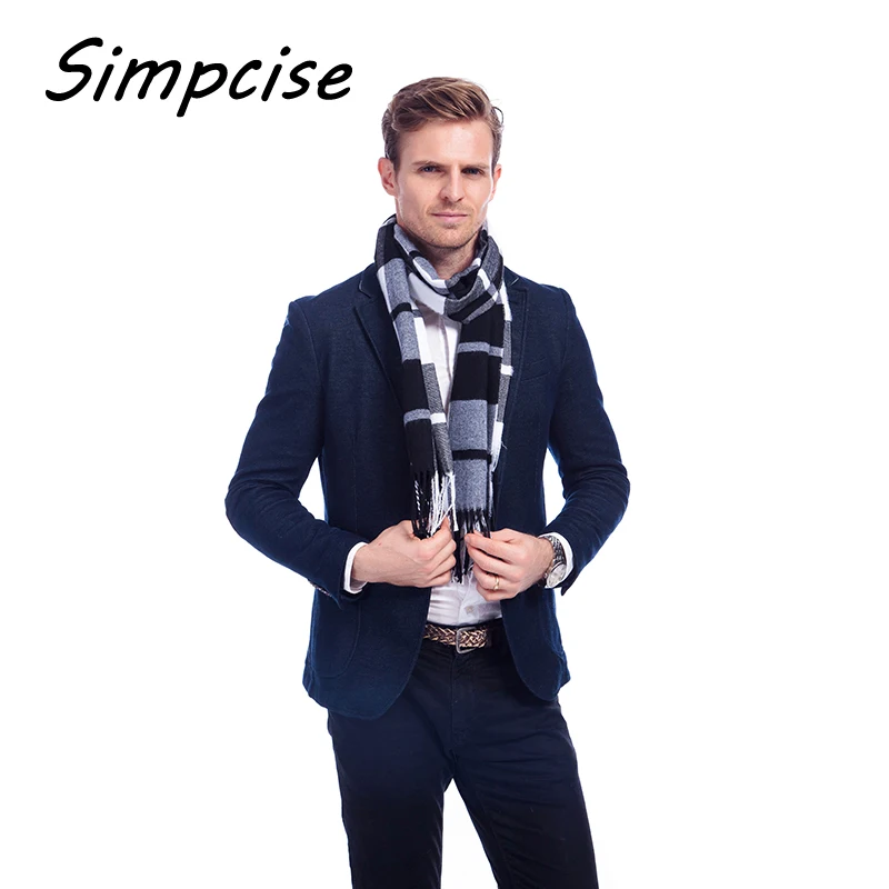 Designer Unisex Polyester Fiber Wool Cashmere Blend Plaid Warm Scarf 2016 New Charming Man Scarves A3A17537 mens navy scarf