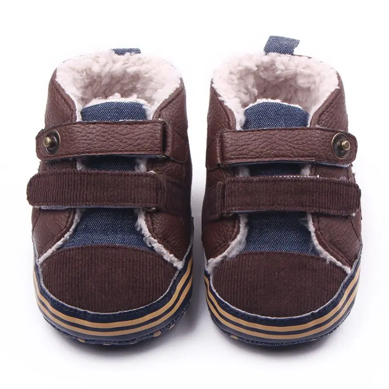 Модные Нескользящие зимние ботинки для новорожденных мальчиков; Теплая обувь для малышей - Цвет: Dark Coffee