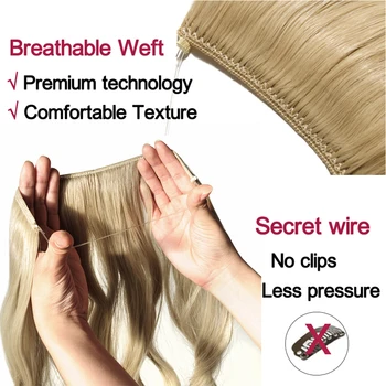 S-noilite Invisible Wire No Clips In Hair Extension Secret Fish Line Hairpiece Natural Long Curly Synthetic Hair Extension Women 4