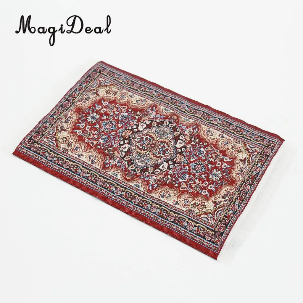2Pcs 1/12 Scale Dollhouse MIniature Woven Rug Floor Carpet Dolls House Bedroom Living Room Furniture Decor Life Scenes