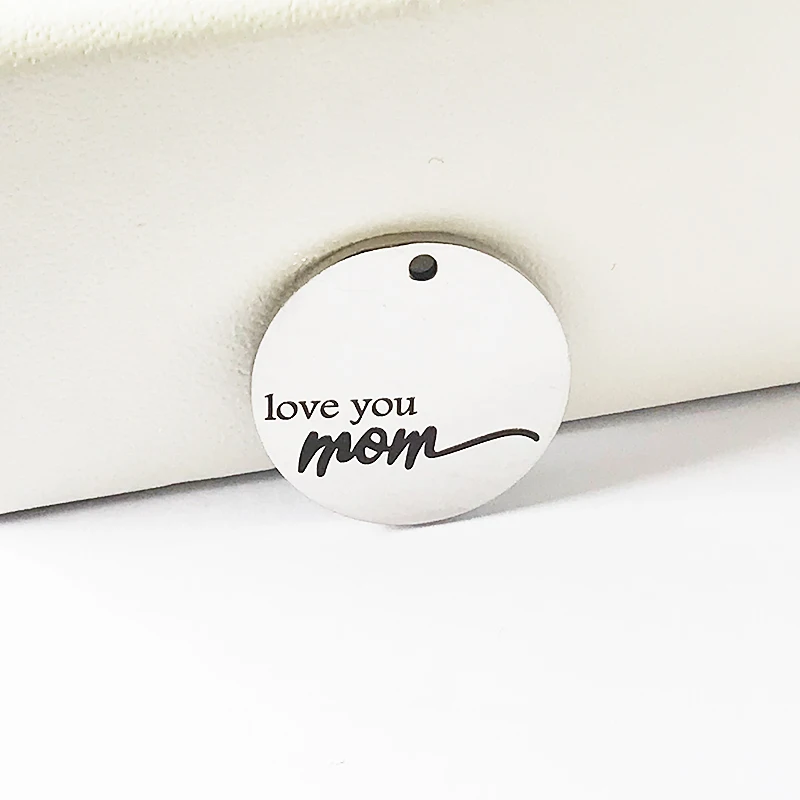 5 шт./лот 22 мм из нержавеющей стали с буквенным шармом love you mom DIY Яркий кулон для