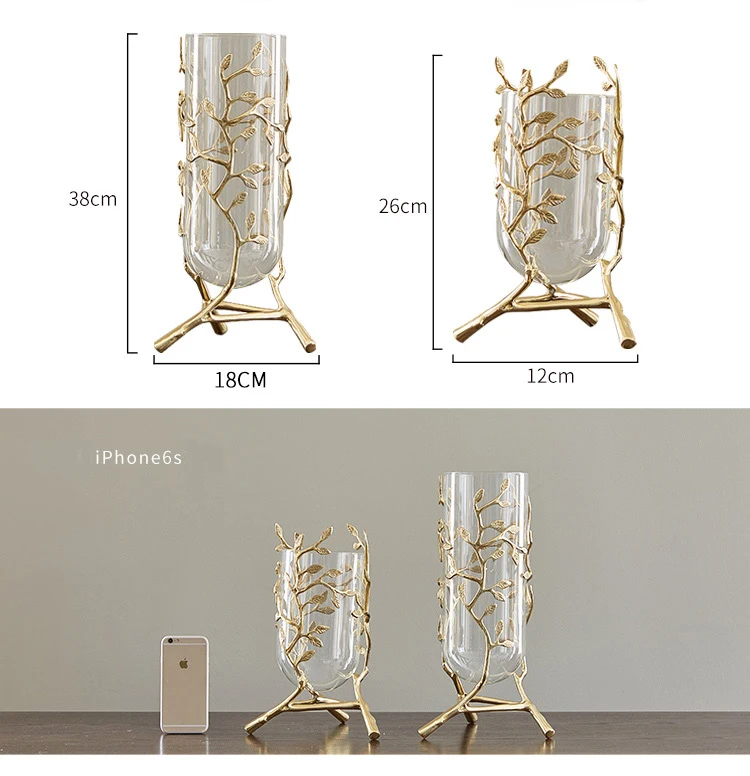 Европа креативные металлические стеклянные цветы ваза украшение для дома ремесла украшения комнаты предметы гостиной Медная Ваза для цветов классические орнаменты