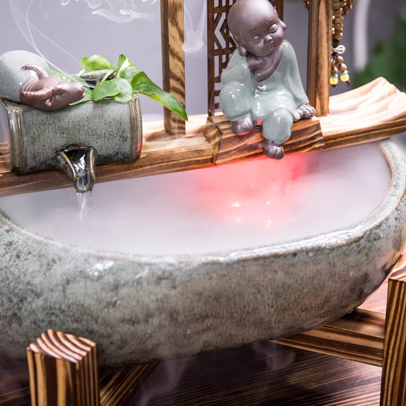 110-220 В творческий Китайский стиль дзен течет вода фонтан увлажнитель воздуха керамическая рыба бак бизнес подарок домашние Обои для рабочего стола