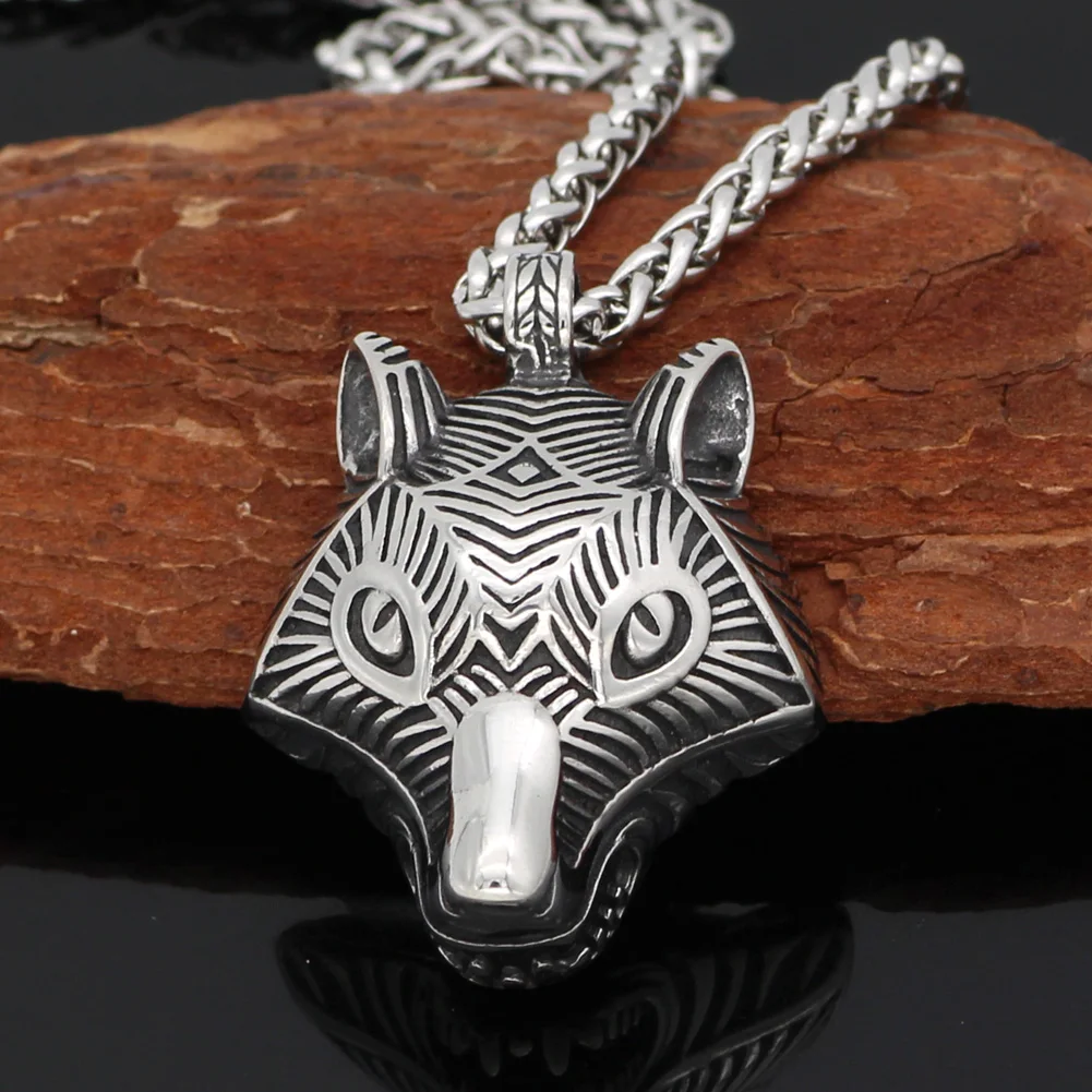 

Nordic amulet viking odin's wolf animal stainless steel necklace