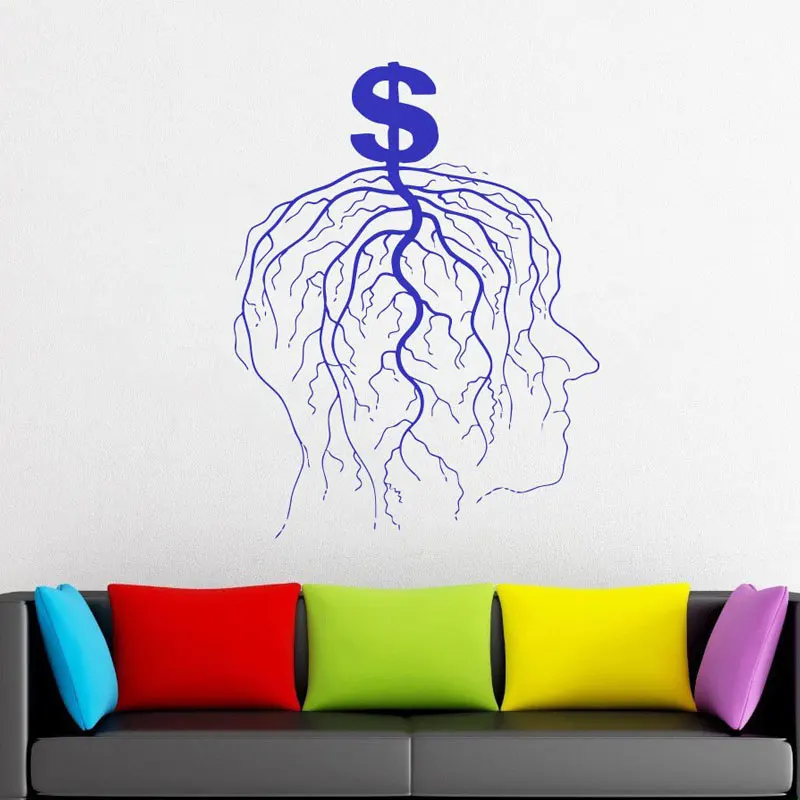 Us 8 37 25 Off Money Sign Man Brain Tree Decal Home Interior Design Art Murals Bedroom Decor Self Adhesive Wallpaper For Living Room Lr71 In Wall