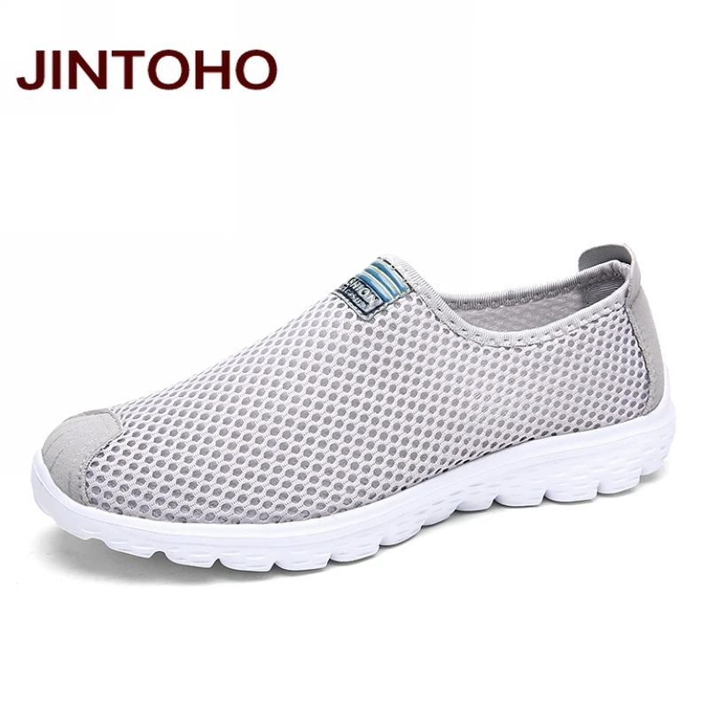 JINTOHO/Летняя мужская обувь унисекс с дышащей сеткой; легкая мужская обувь на плоской подошве; модная повседневная мужская обувь; фирменные дизайнерские мужские лоферы - Цвет: qian hui