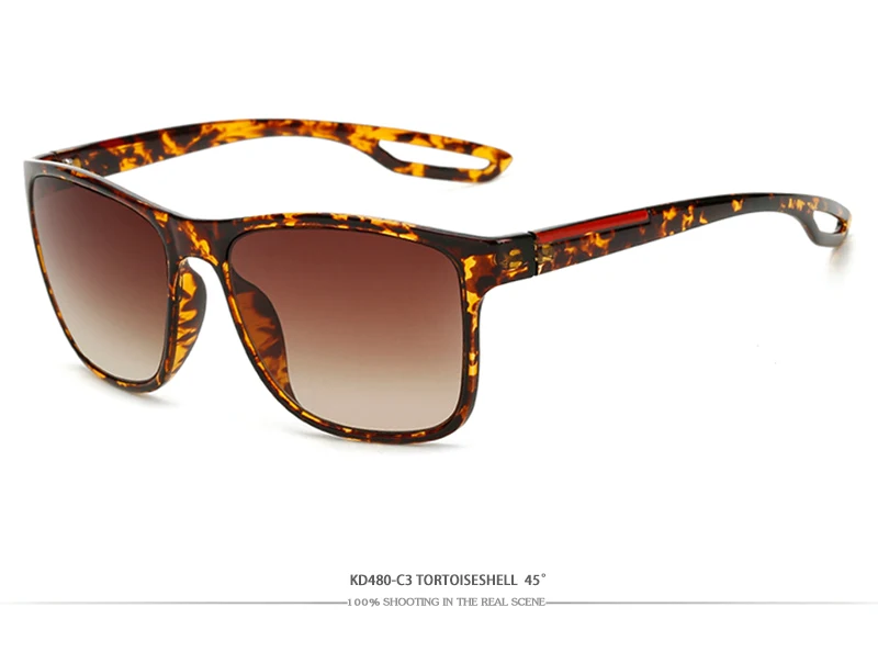 KDEAM, новые спортивные солнцезащитные очки с эластичным покрытием, Мужские гладкие прямоугольные солнцезащитные очки UV400 с защитным чехлом KD480 - Цвет линз: C3