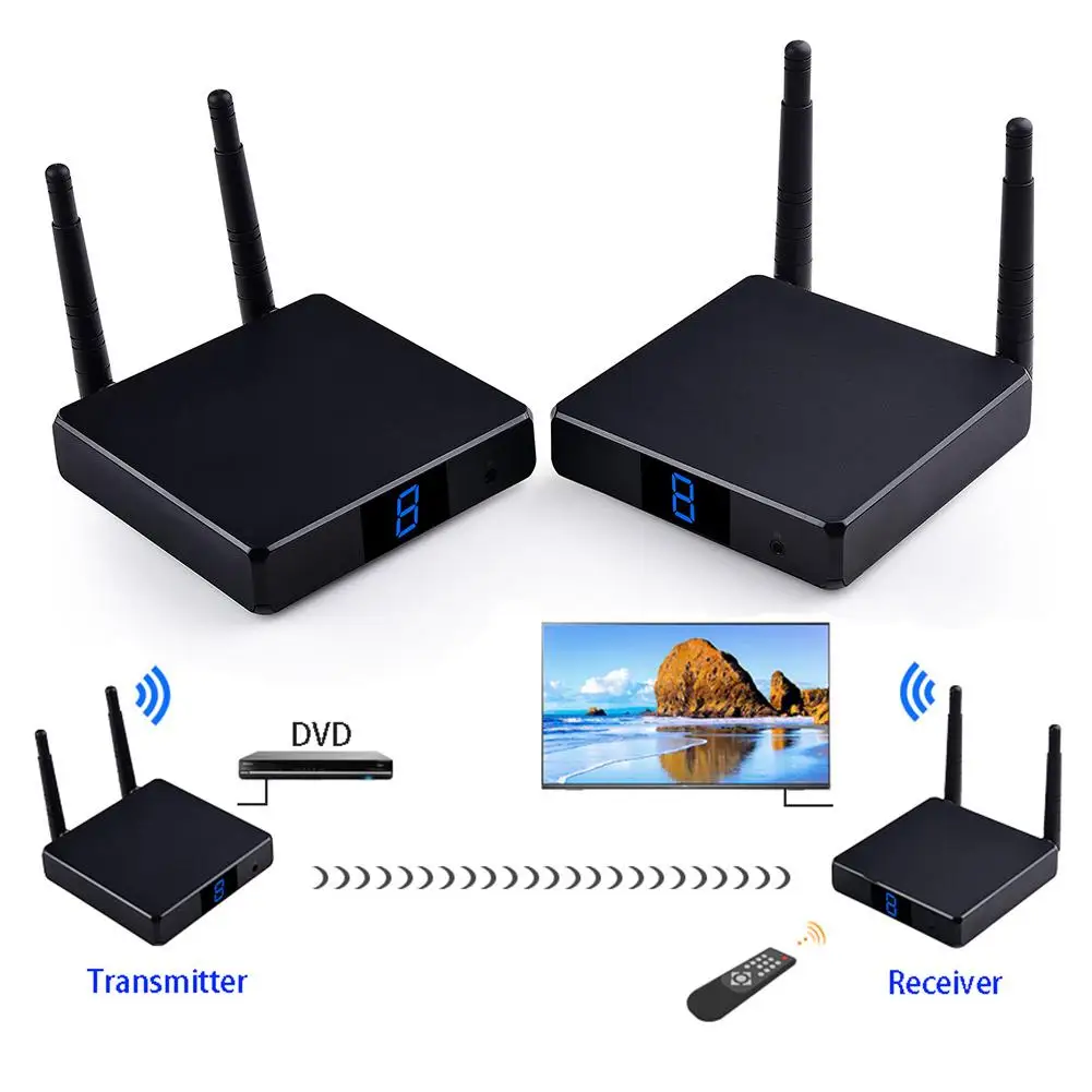 

FHD686 5.8G HD 1080P 3D Wireless Video AV Transmitter Receiver HDMI Extender FHD686 5.8G HD 1080P 3D Wireless