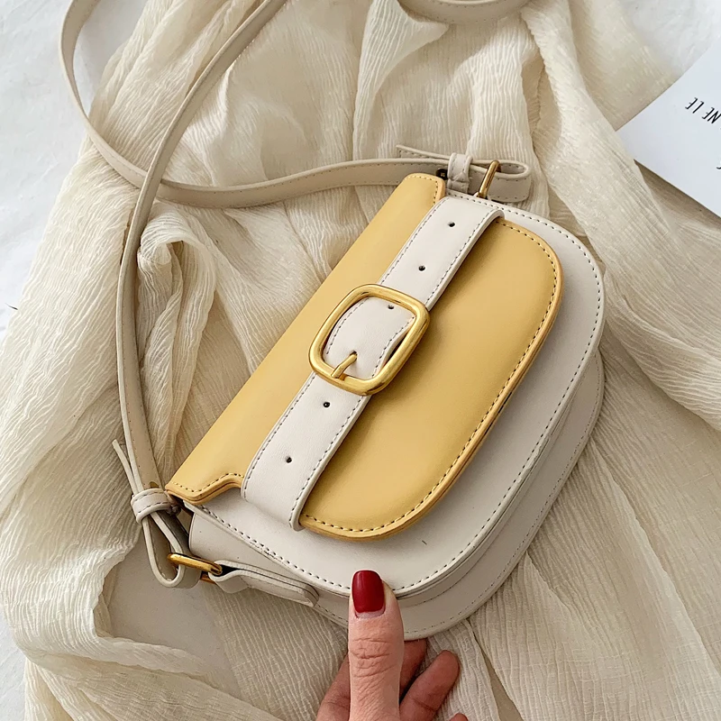 

PU Leather Contrast color design Crossbody Bags Women Small Handbag small bags saddle Hand Bag Ladies Designer Evening Bags