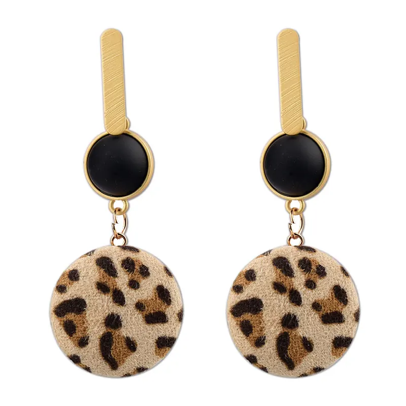 

Vintage Exaggerated Velvet Leopard Drop Earrings For Women Bohemian Geometric Hollow Round Square Drop Earring Statement Jewelry
