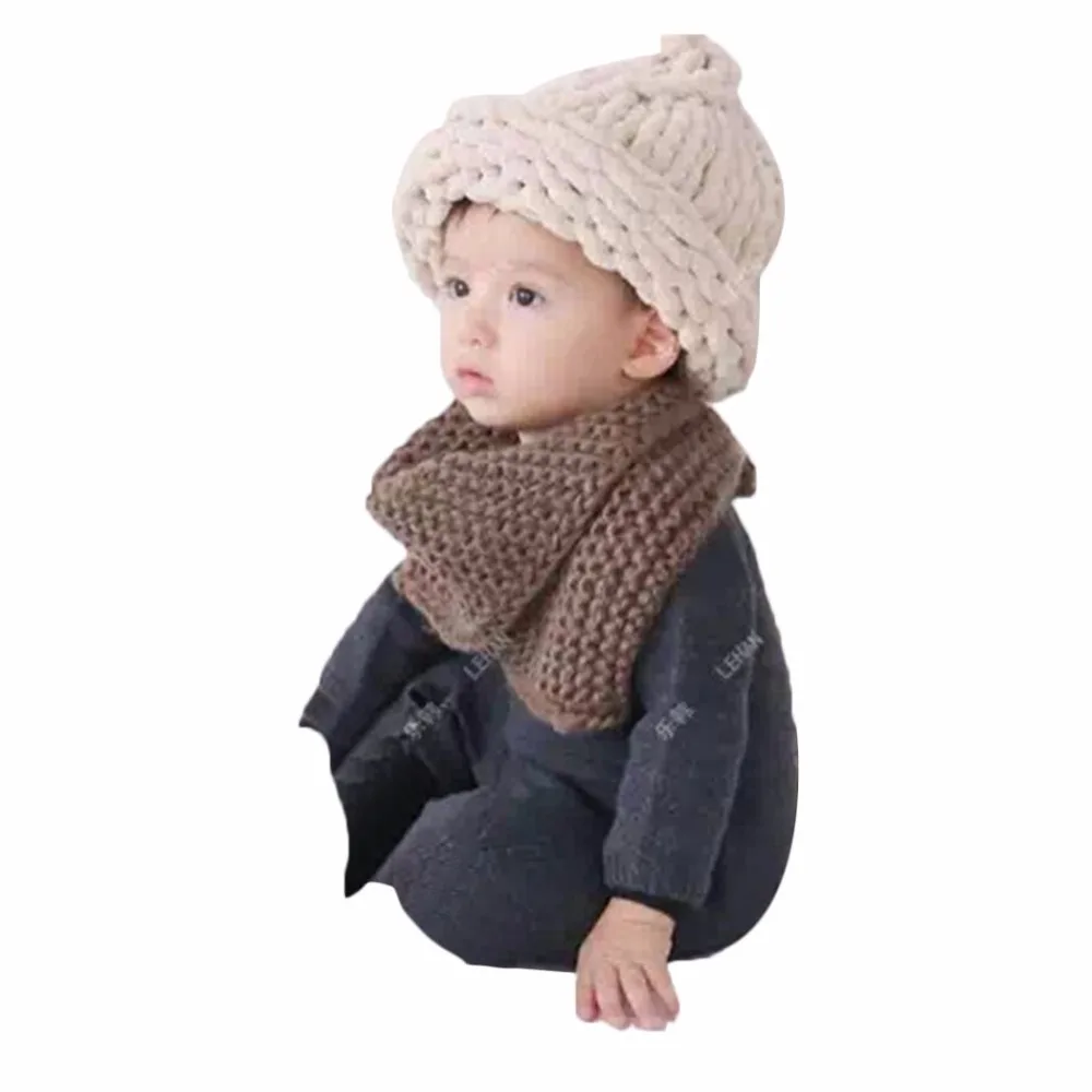 

2017 Baby Winter Scarf Fashion Kids Wool Cloak Collar Button Shawl Children Handmade Knitted Neck Scarves