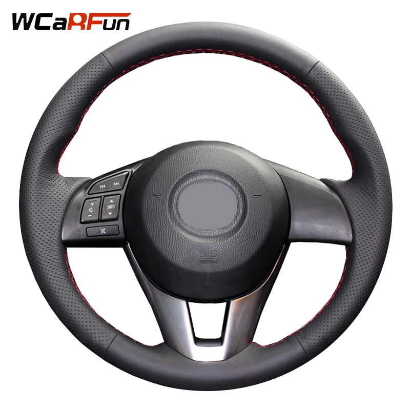 WCaRFun DIY Hand-Stitched Black Artificial Leather Steering Wheel Cover for Mazda CX-5 CX5 Atenza 2014 New Mazda 3 CX-3 2016 WCaRFun DIY Hand-Stitched Black Artificial Leather Steering Wheel Cover for Mazda CX-5 CX5 Atenza 2014 New Mazda 3 CX-3 2016