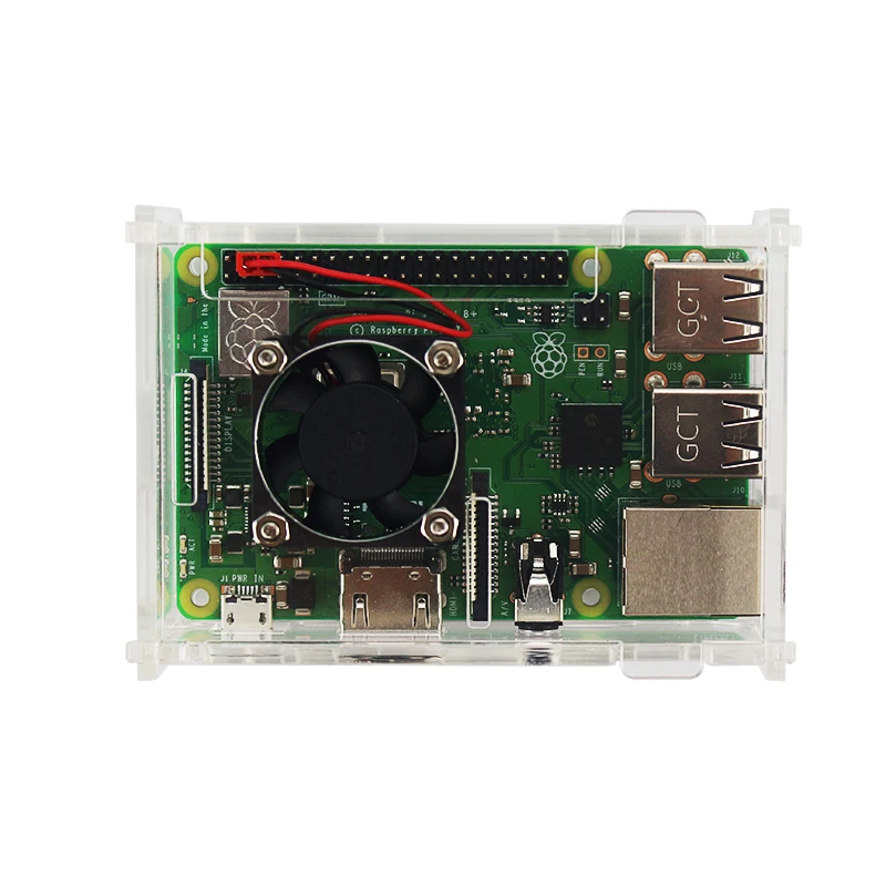 Acrylic Case for Raspberry Pi 3 Model B+ 3B Transparent Box Cover Shell Optional Cooling Fan for Raspberry Pi 3B+