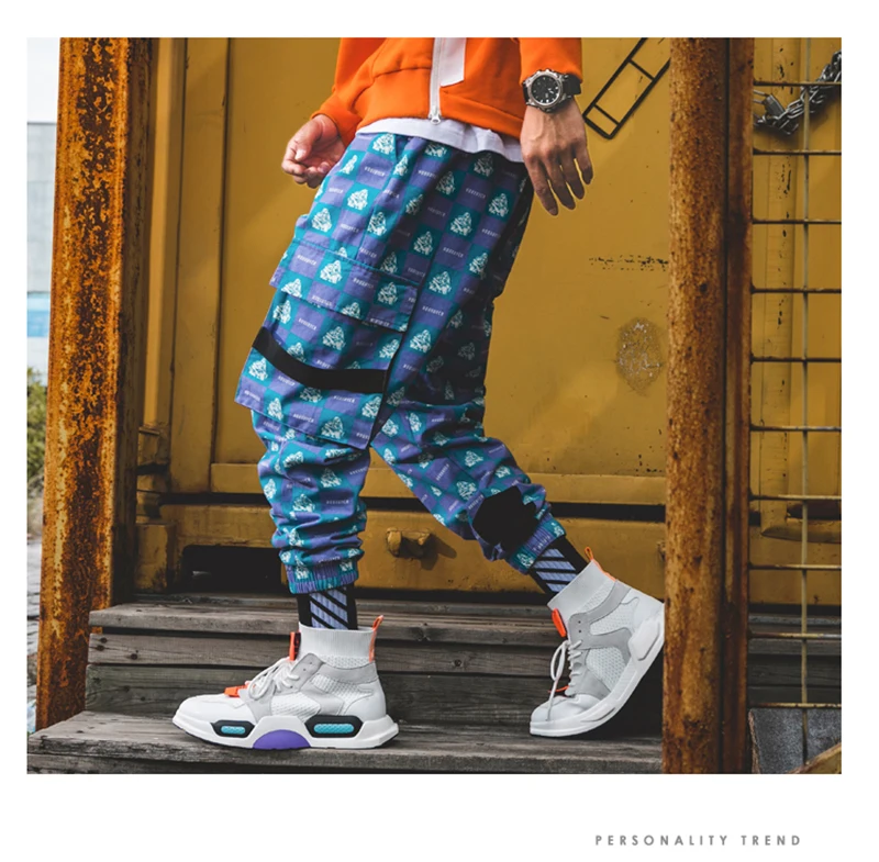 Purple Skateboard Color Pants Men Cotton Camo Hip Hop Fashion Cargo Pants  (36)