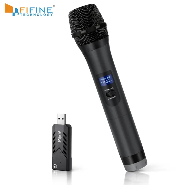 Best Offers FIFINE Wireless UHF Handheld Dynamic Microphone with USB Receiver Output to Laptop or PC Phone PAD for Software Recording K026-1