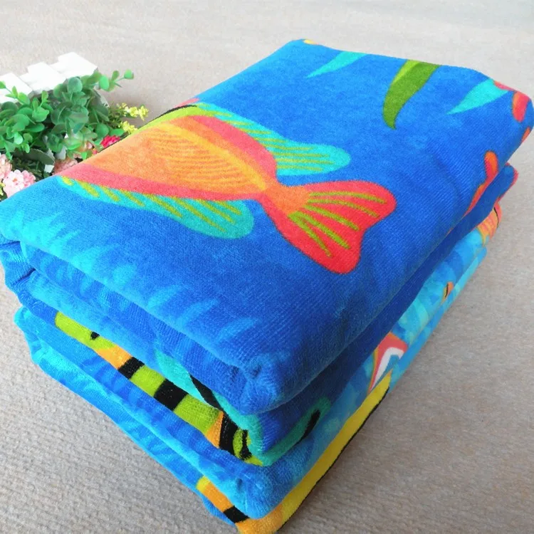 

New Super Large Bath Beach Towel Cotton 90*170cm toallas playeras Fish Reactive printed Swim Towel Big bathroom Towel