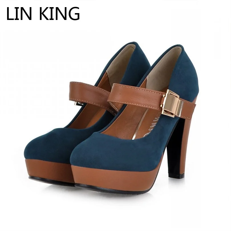 

LIN KING Lolita High Heel Pump Square Heel Rome Women Wedding Pumps Sweet Low Top Pointed Toe Office Lady Dress Simple Shoes