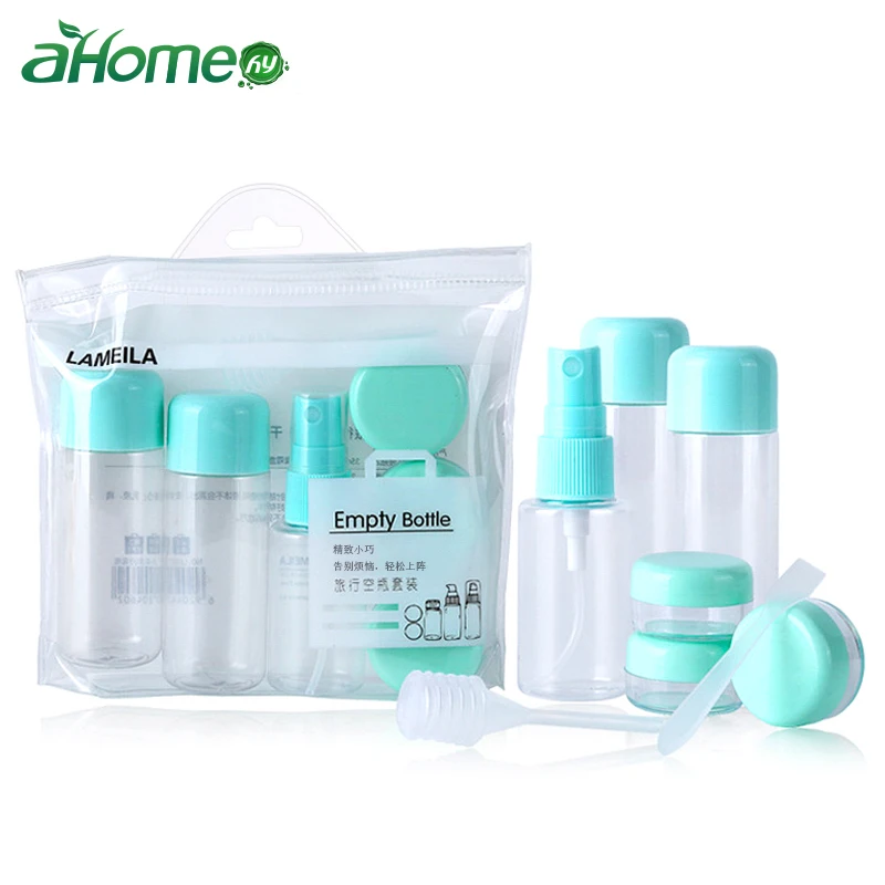  Portable Transparent Travel Cosmetics Bottle Spray Makeup Storage Organizer 8 Pics Set for Lotion C