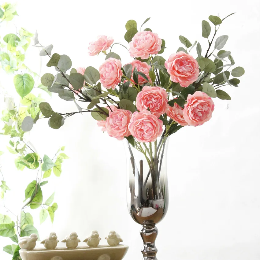 artificial flower peony silk rose wedding home decoration white pink red   (28)