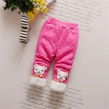 BibiCola/Штаны для маленькой девочки плюс бархатные детские зимние штаны детские повседневные брюки с рисунком новорожденных Девочки теплый спортивный костюм Штаны