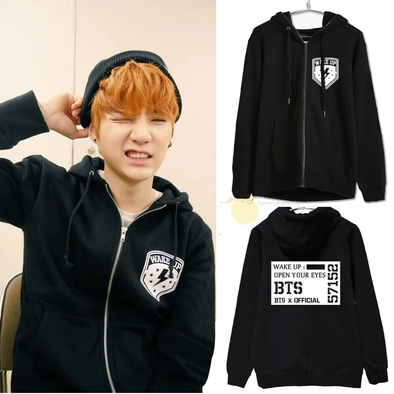 

kpop SUGA loose casual zipper women hoodies hip hop streetwear Bangtan Boys warm hooded sweatshirts female Harajuku clothes