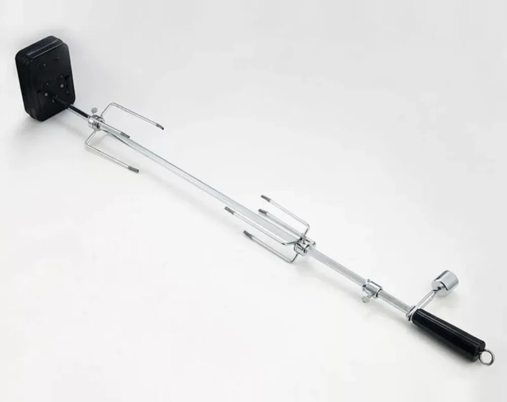 

high quality 980mm length skewers and battery motor,bbq grill long skewer with 2 forks(prongs)