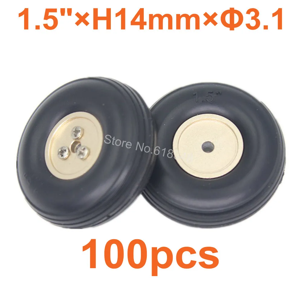 100pcs 1.5"/ 38mm Small Rubber Wheels Aluminum Hub Core Thickness14mm