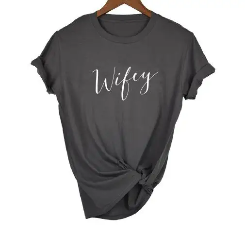 Okoufen Wifey and HUB футболка для медового месяца, новинка, Mr and Mrs, Мужская футболка, повседневная женская футболка с коротким рукавом, большие размеры, Прямая поставка