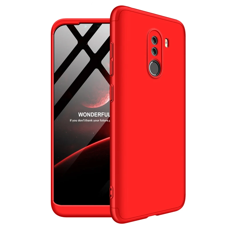 full red Для Xiaomi Pocophone F1 чехол Poco F1 крышка Vpower три в одном 360 полный защитный чехол s для Xiaomi Pocophone F1 задняя крышка телефона - Цвет: full red