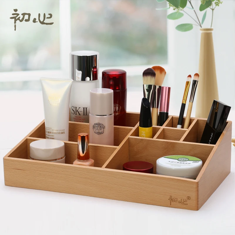 CHUXIN Solid Wooden Makeup Multiple Grids Storage Large Size 9 Grids